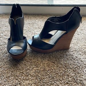 Tan and black Platform heels